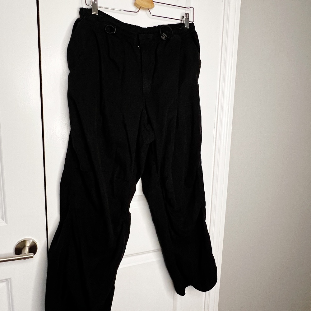 Reclaimed Vintage Oversized pull on pants Unisex Size 28 Black, parachute pants